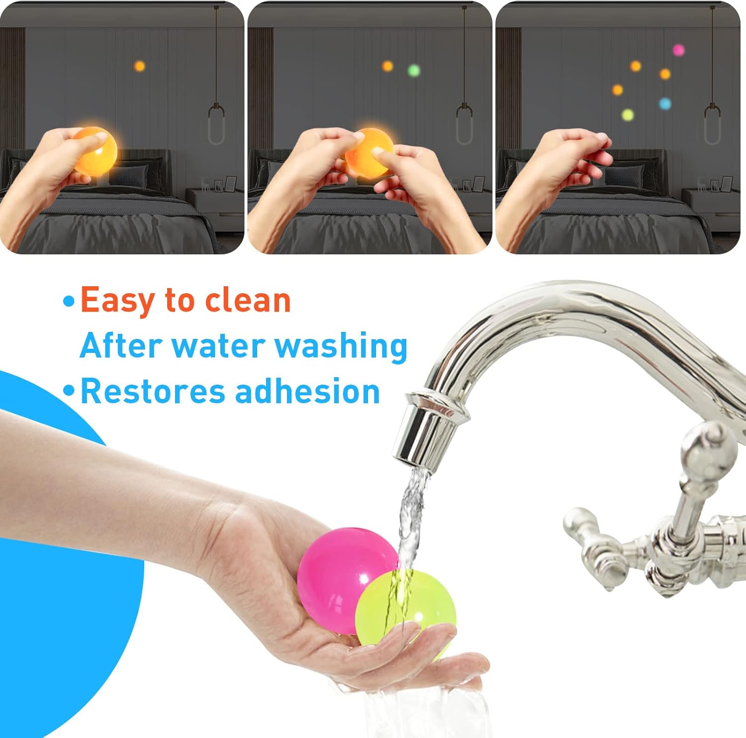 CeilingPop™ Luminous Sticky Ball Set (8 Pcs) - 100% Mess-Free Ceiling Toy