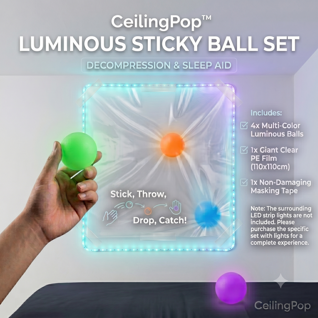 CeilingPop™ Luminous Sticky Ball Set (8 Pcs) - 100% Mess-Free Ceiling Toy