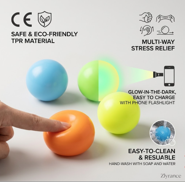 CeilingPop™ Luminous Sticky Ball Set (4 Pcs) - 100% Mess-Free Ceiling Toy